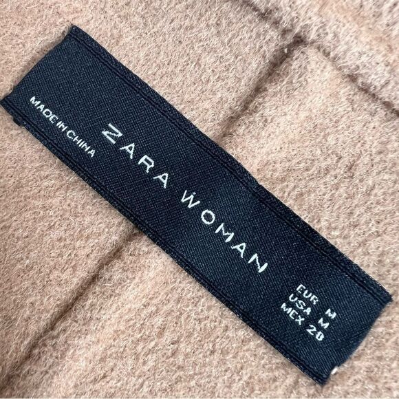 Zara Handmade Camel Beige Waterfall Wool Blend Draped Coat - Picture 6 of 14